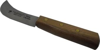 Lead putty knife, wooden handle. 